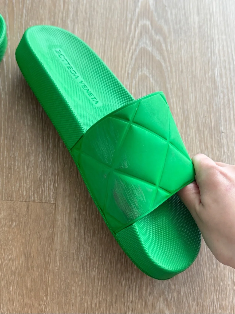 Bottega Veneta Green Slide Sandals